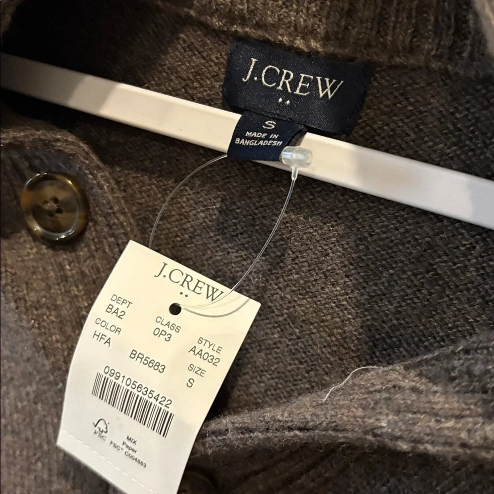 NWT J. Crew Shawl Cool Lambswool Blend Men's Brown Turtleneck Sweater Small